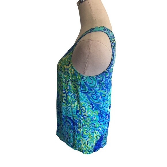 Lilly Pulitzer Top Women's Size Small Green Blue Silk Sleeveless Zip Back - Picture 3 of 7